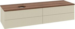 V&B Antao Waschtischunterschrank mit Frontstruktur und LED-Beleuchtung, Wandmontage, Farbe: Weiss, B: 160 cm, T: 50 cm - Bild 1