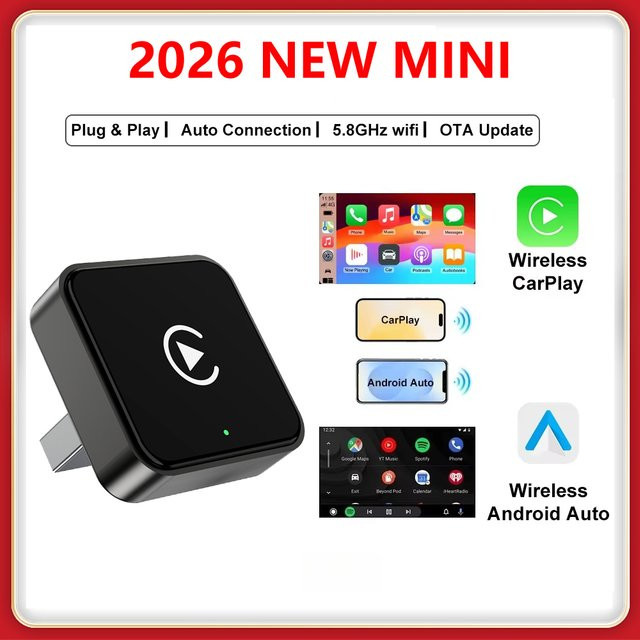 XUDA 2-in-1 CarPlay Adapter Schwarz: Kabelloser Dongle für Apple und Android Smartphones zur Umwandlung von kabelgebunden auf kabellos - Bild 1