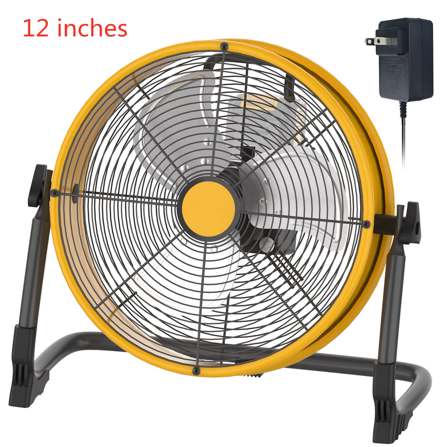 T-SUNRISE Tragbarer 12-Zoll-Tischventilator in Gelb mit Solarpanel und AC-Ladegerät für Camping und Haushalt, Durchmesser: 30,48 cm - Bild 6