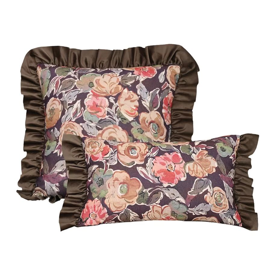 BUYNOW Kissenbezug aus Baumwolle mit floralem Dutch-Spitzenmuster in Braun für Wohnzimmer und Schlafzimmer - Bild 4