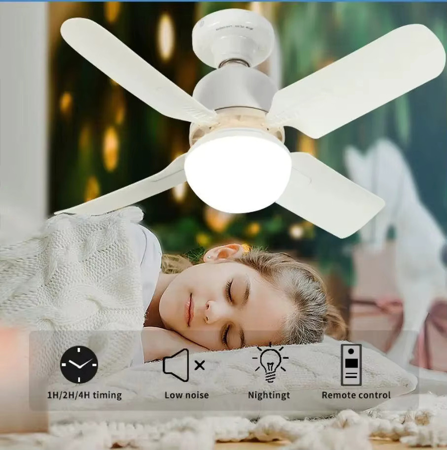 GGbingo Deckenventilator mit LED-Licht und Fernbedienung, E27 Anschluss, dimmbar, Weiß - Bild 4
