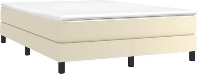 vidaXL Boxspringbett Hybrid mit Matratze in Creme, Kunstleder und Stoff, B/T/H: 140 x 190 cm - Bild 1