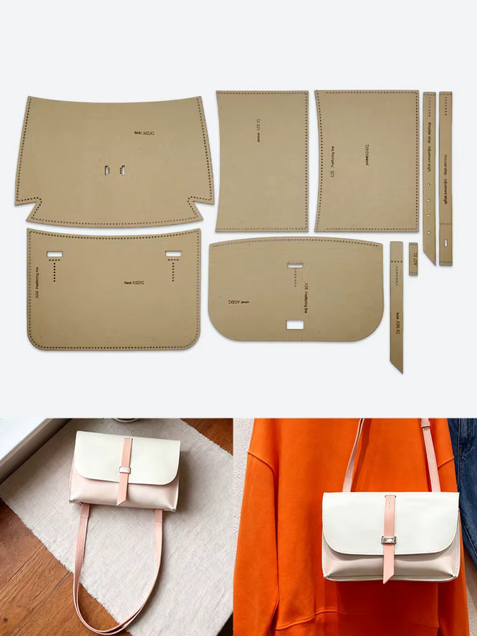 YOMDID 9er Set Brieftasche Nähen Muster Vorlagen aus Kraftpapier für DIY Handtaschen und Leathercraft in Braun und Beige - Bild 4