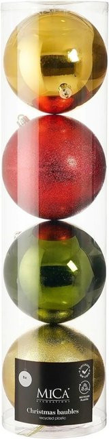 Mica Decorations Bruchfestes Kugel-Set für Weihnachten, Mehrfarbig, 4 Stück, Durchmesser: 20 cm - Bild 1