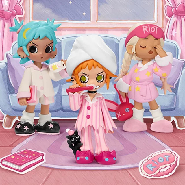 POP MART Lil Peach Riot SLEEPOVER Serie Blind Box Kawaii Anime Action Figure Mystery Box Puppe für Mädchen - Bild 1