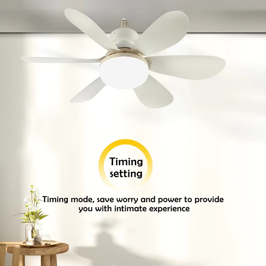 Geräuscharmer Deckenventilator mit LED-Beleuchtung und Fernbedienung, Weiß, E27 Fassung, 40W dimmbar mit Nachtlichtfunktion - Bild 4