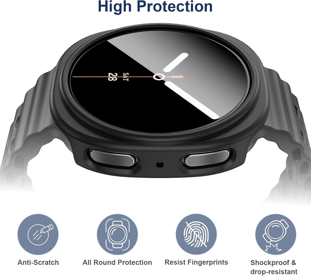 Samsung Uhrengehäuse + Glas für Galaxy Watch 8 40/44 mm, Schwarz, Unisex - Bild 3
