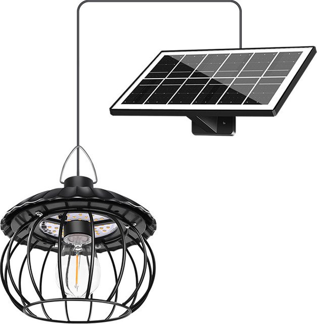 Cosyhomes Solar Garten Hängelampe LED Außenleuchte aus Metall in Schwarz mit Fernbedienung, Dimmfunktion und Timer für Terrasse und Balkon - Bild 1