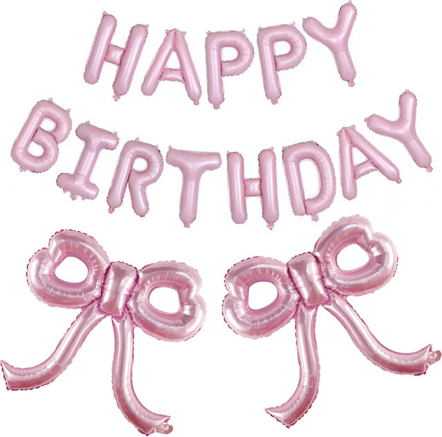 LQVYI Bowknot Folienballons Set in Pink für Geburtstag, Baby Shower und Gender Reveal Partys - Bild 1