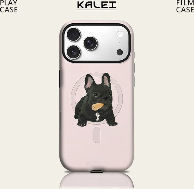 Robuste Handyhülle mit Französische Bulldogge Motiv für iPhone 13 bis iPhone 17 Pro Max Plus, Magnetisch, Pink, von Potdemiel - Bild 1