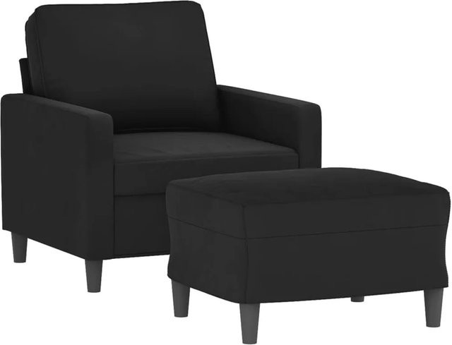 vidaXL Sessel mit Hocker in Schwarz aus Samt für dein Wohnzimmer - Bild 1