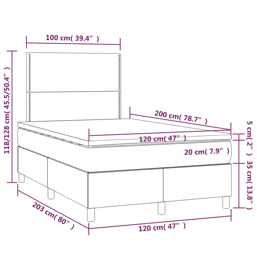 vidaXL Boxspringbett mit Matratze Dunkelgrau B/T: 120 x 200 cm - Bild 3