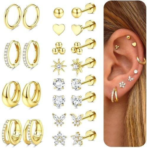 Drperfect Ohrstecker, Edelstahl, Gold, Damen - Bild 1