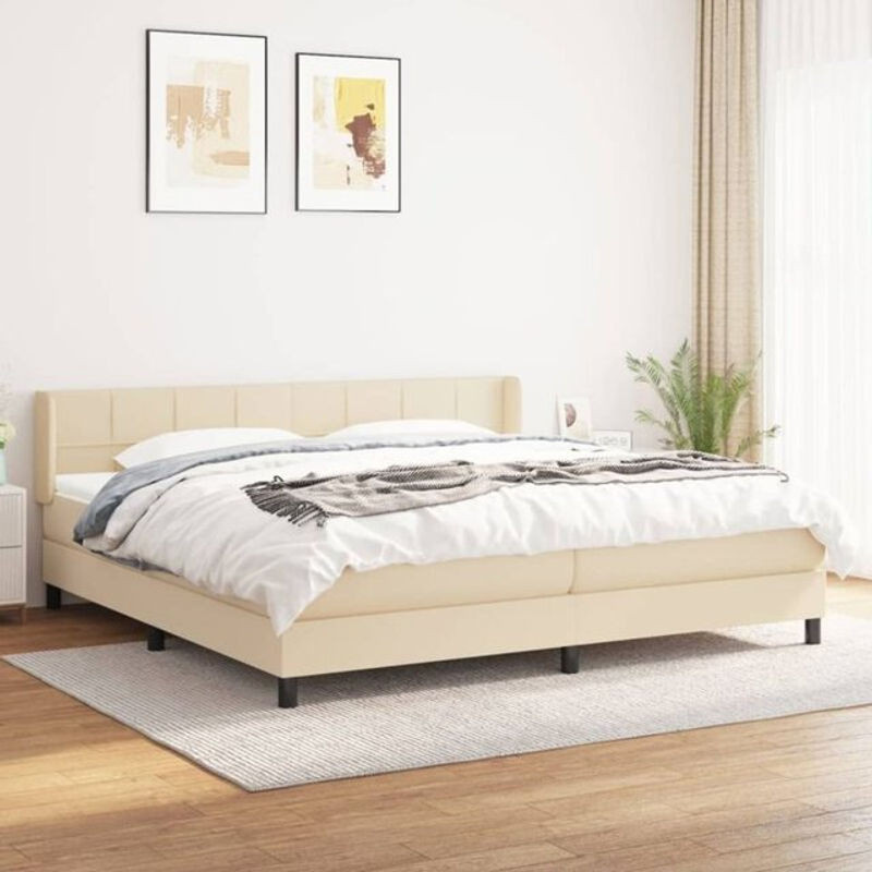 vidaxl Boxspringbett mit Matratze in Beige aus Stoff und Massivholz B/T/H: 200 x 200 x 78 cm - Bild 1
