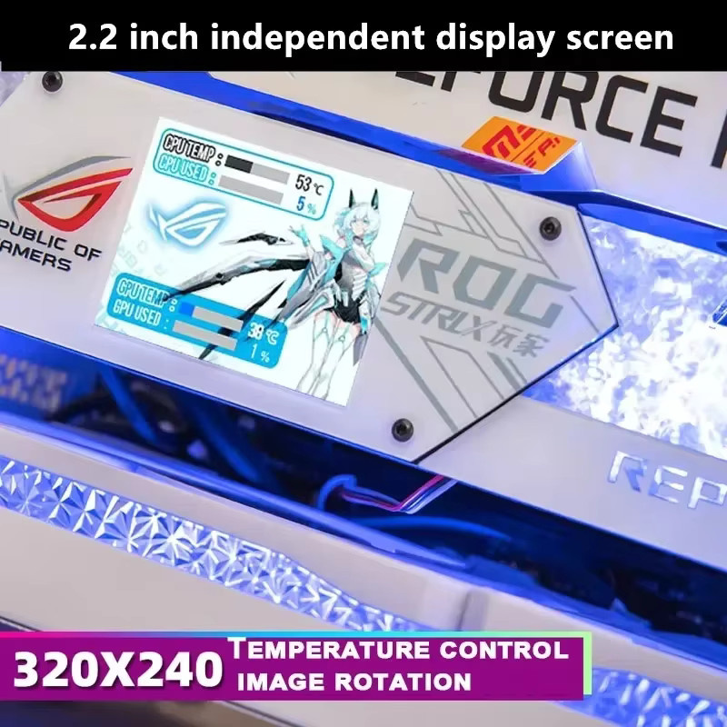FREEZE MOD GPU Halter mit LCD und ARGB in Schwarz inklusive 2,2 Zoll Monitor zur Unterstützung deiner Grafikkarte für dein PC-Setup - Bild 2