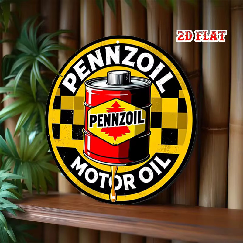 Pennzoil Rundes Aluminiumschild im Racing Design als Retro Wanddeko aus Metall, Schwarz & Gelb, Durchmesser: 20 cm - Bild 5