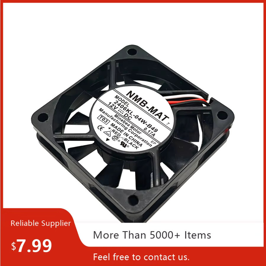 NMB Axiallüfter 2406KL-04W-B49 6015 in Schwarz, 12 V, 0,17 A, Doppelkugellager, B/T/H: 60 x 60 x 15 mm - Bild 2