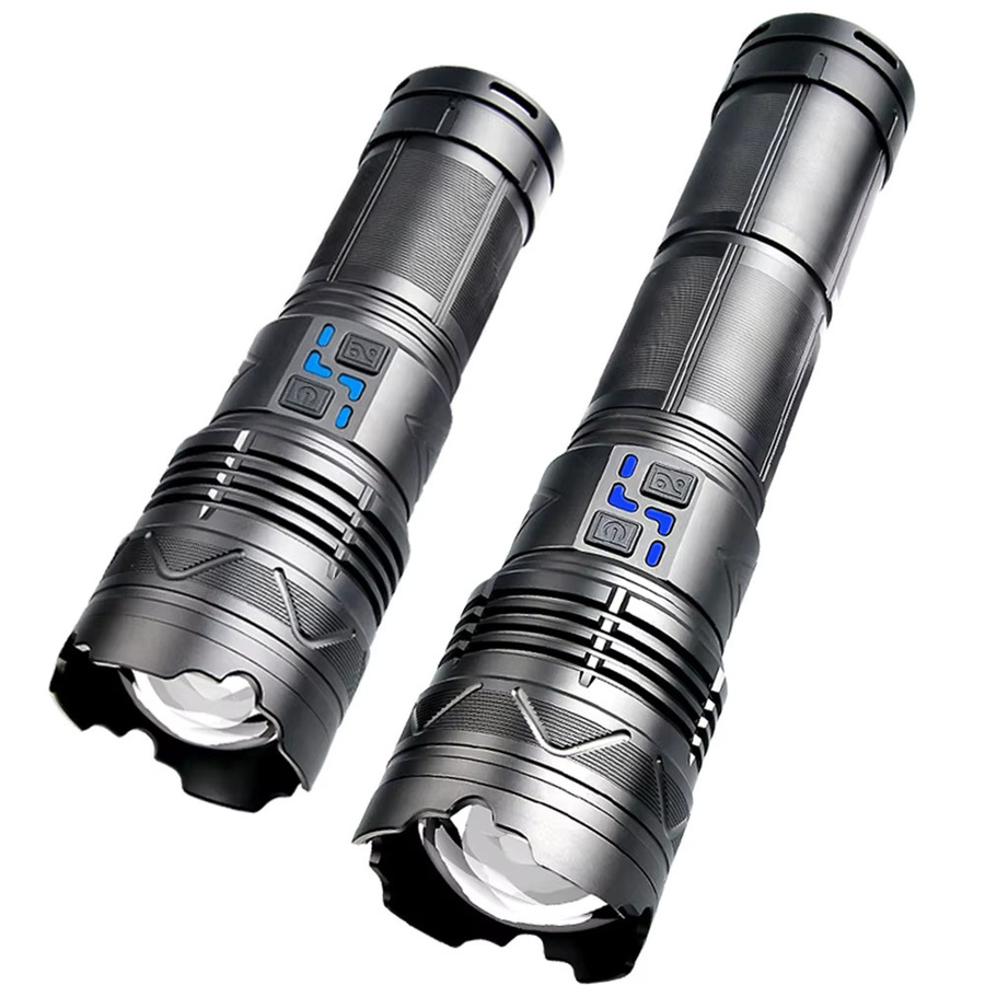 KENSUN LED-Taschenlampe mit Zoom und Leistungsanzeige, wiederaufladbare Outdoor-Camping-Laterne in Schwarz - Bild 6
