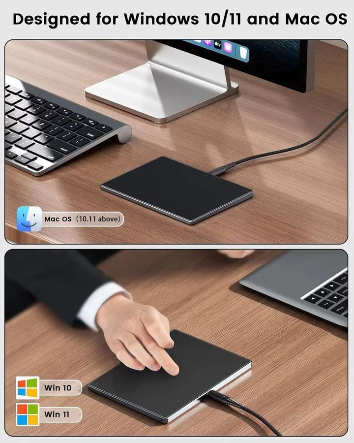 JOMAA Trackpad-Touch-Maus mit Glasoberfläche und Multi-Touch, schlanke Aluminium-USB-Maus für Windows-Computer - Bild 5