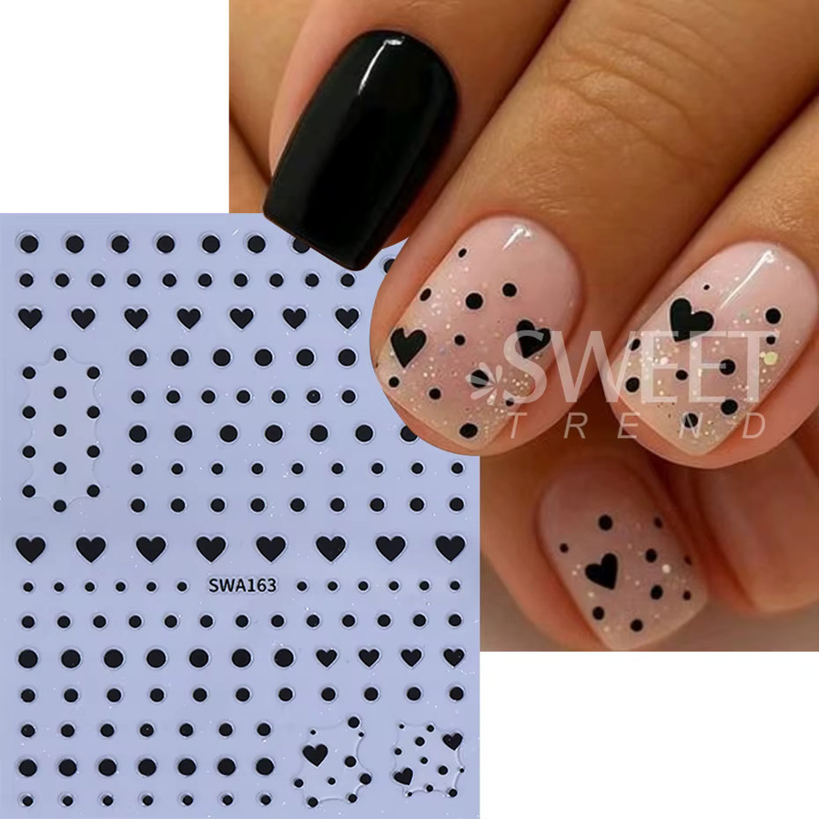 SWEET TREND Nagelaufkleber Herz, Schwarz Weiß, Glänzend - Bild 2