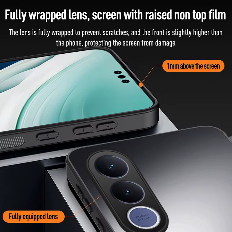 Stoßfeste AG Matte Handyhülle für Vivo V70 FE und Vivo V70 Elite aus TPU+PC in Schwarz und Orange - Bild 3