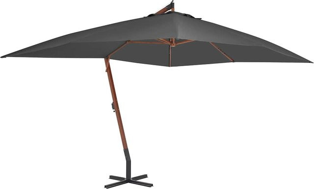 vidaXL Ampelschirm mit Holz-Mast und Polyesterbespannung in Anthrazit, B/T/H: 400 x 300 x 285 cm - Bild 1