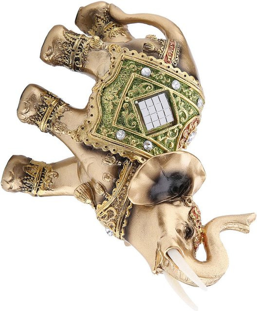 KaiSai Feng Shui Elefanten Statue in Grün und Gold als Deko-Figur für dein Zuhause - Bild 1