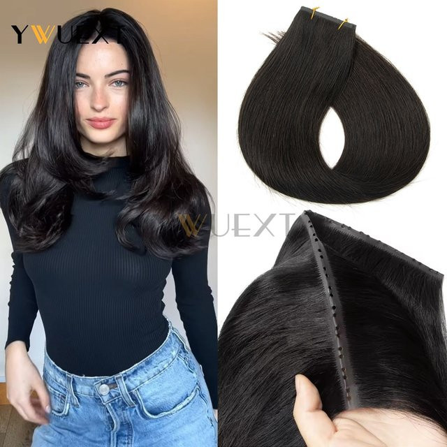 SPIKFN Unsichtbare Double Inject XO PU Skin Hole Weft Haarverlängerungen, Remy, Damen - Bild 1