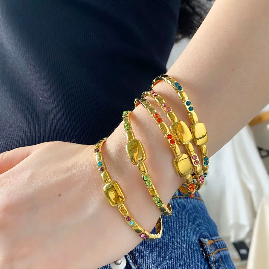 CARLIDANA Armreif-Set Edelstahl, vergoldet, Zirkonia, Damen - Bild 2