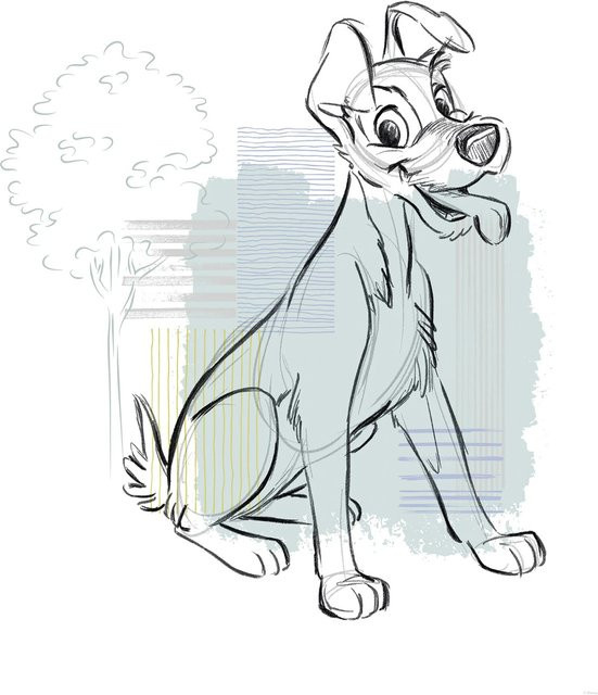 Komar Wandbild Disney Lady and the Tramp Hello Tramp in Blau, B: 40 cm, H: 50 cm - Bild 1