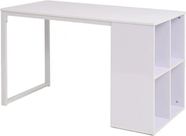 vidaXL Schreibtisch in Weiß mit Stahlrahmen für Büro und Arbeitszimmer, B/T/H: 120 x 60 x 75 cm - Bild 1