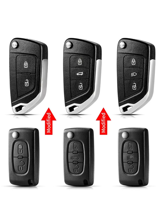KEYYOU Ersatzgehäuse für Autoschlüssel in Schwarz passend für Citroen C2 C4 C3 C5 C6 DS4 DS3 DS5 Berlingo Picasso C-Elysee Dispatch HU83/VA2 - Bild 4