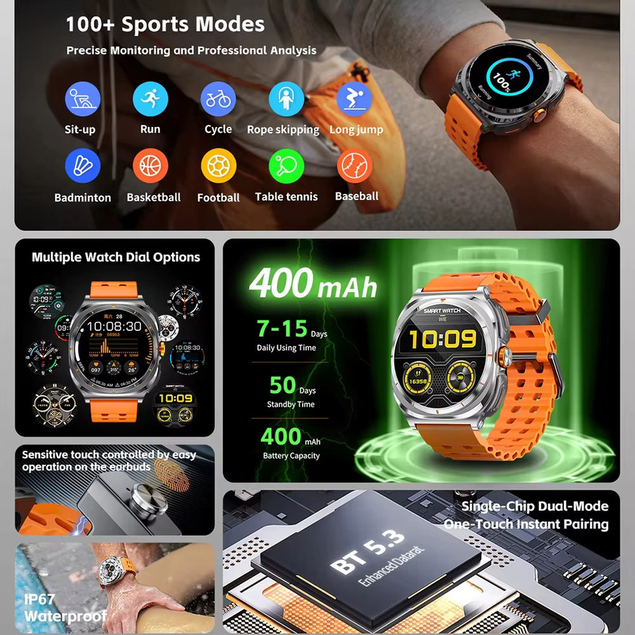 BOALZETD Smartwatch, Edelstahl, Silber, GPS, Schwarz - Bild 3