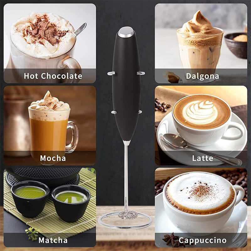 Elektrischer Handheld Milchaufschäumer METJMA Schaumschläger Kaffeequirl und Getränkemixer in Schwarz KC0471 - Bild 3