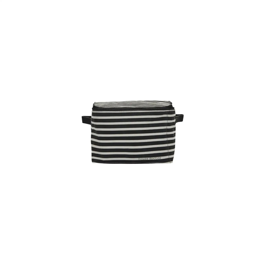 House Doctor Korb Canva schwarz gestreift B: 27 cm, H: 35 cm - Bild 1