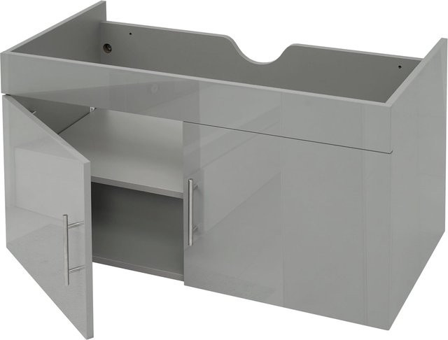 Waschbeckenunterschrank MCW-D16 in Grau, Hochglanz Badmöbel, B: 90 cm, H: 48 cm, T: 46 cm - Bild 1
