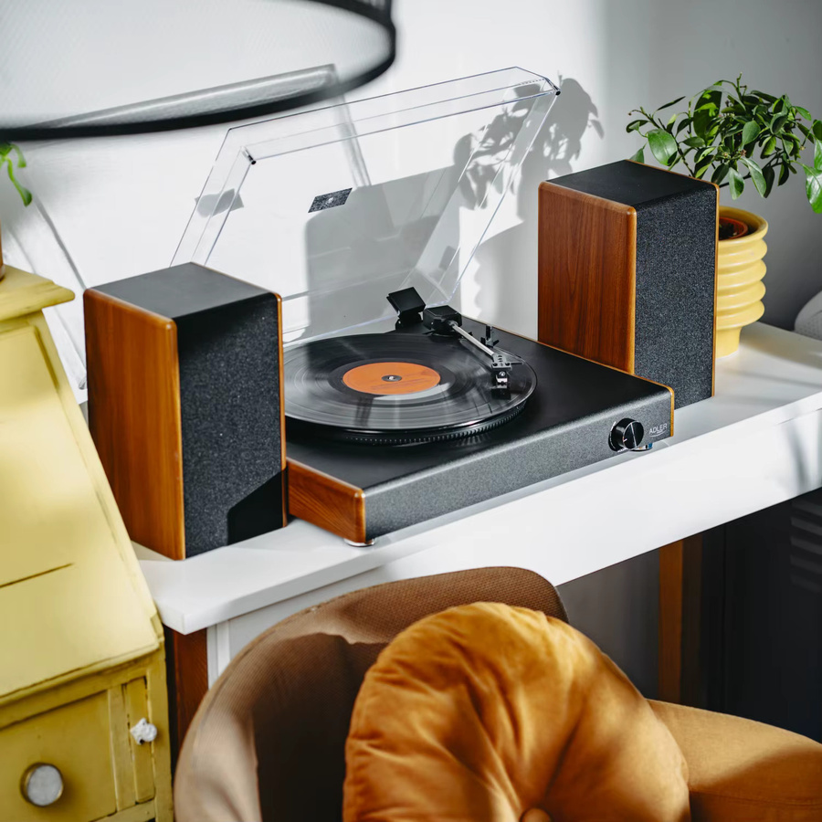 Adler Bluetooth und USB Plattenspieler mit Keramik-Inlay in Schwarz für 7, 10 und 12 Zoll Schallplatten mit RCA-Audioausgang - Bild 5