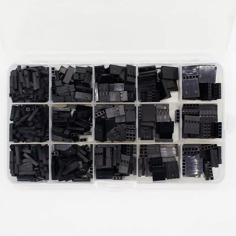 ELECAPITAL Dupont Jumper Wire Connector Set mit Kunststoffgehäuse, 500 Stück, Schwarz, 2,54 mm Rastermaß, 1P bis 5Pin - Bild 2