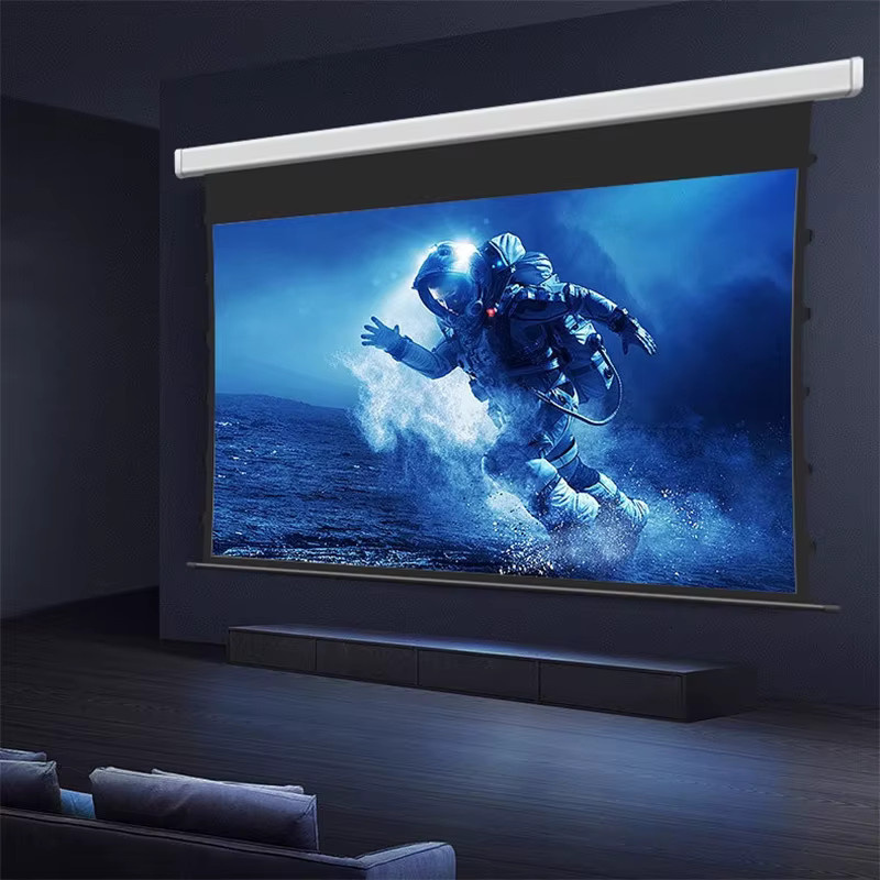 Motorisierte Tab-Tension-Projektionsleinwand von Yovanxer aus grauem Kristallmaterial für 4K und 3D-Projektionen - Bild 3