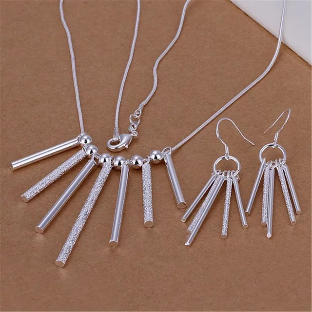 Schmuckset 925 Silber, Ohrringe, Halskette, Damen - Bild 1