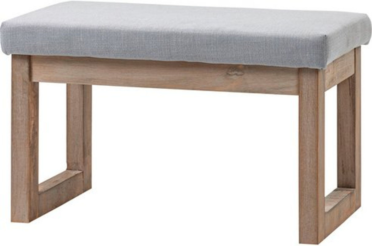 HOMCOM Polsterhocker in Leinenoptik mit Holzbeinen, Grau, B/T/H: 68 x 38 x 42 cm - Bild 3