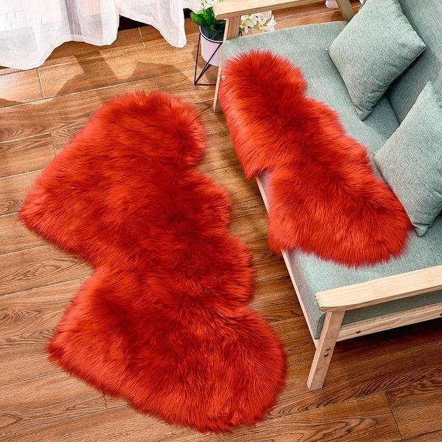 Flauschiger Herz-Teppich von Yiran Furniture in Pfirsich-Rosa, waschbarer Kunstfell-Teppich für Wohnzimmer, Schlafzimmer oder Kinderzimmer, B/T: 35 x 70 cm - Bild 1
