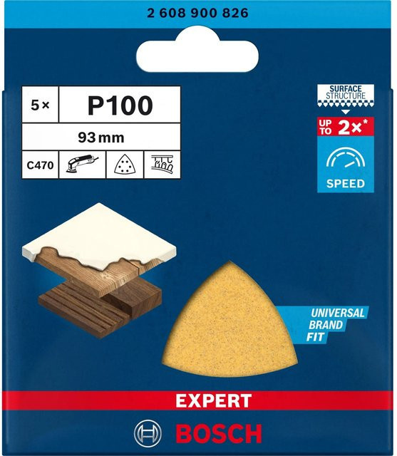 Bosch Expert C470 Deltaschleifpapier gelocht Körnung 100, 5 Stück, B: 9,3 cm x B: 9,3 cm - Bild 2