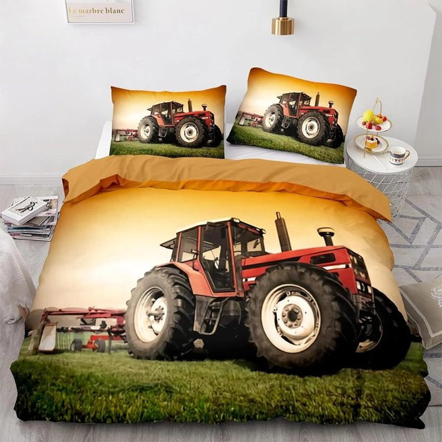 Binchi Fitness Kinder Bettwäsche-Set mit Traktor-Motiv in Multicolour, bestehend aus Bettbezug und Kissenbezug, 3D-Druck, B/H: 155 x 220 cm - Bild 1