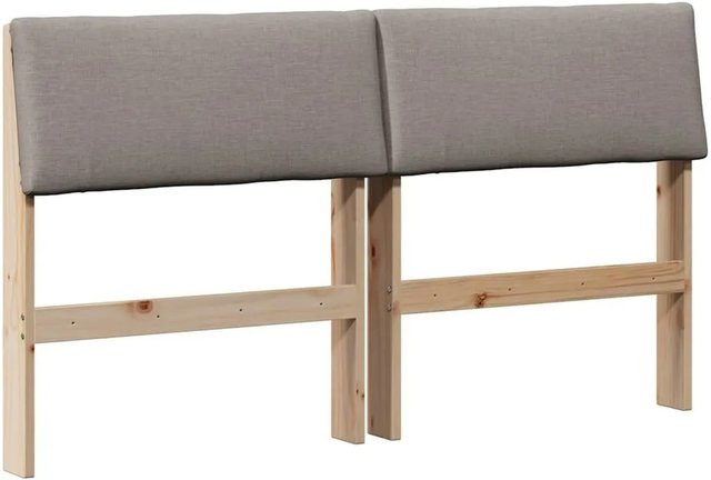 vidaXL Gepolstertes Kopfteil aus massivem Kiefernholz in Taupe, Breite: 135 cm - Bild 1