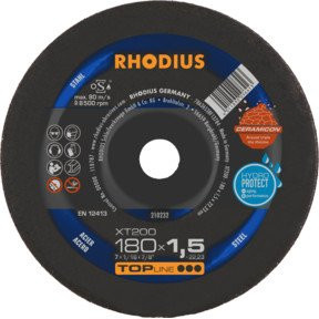 Rhodius TOPline XT200 EXTENDED Extradünne Trennscheibe für Metall, Schwarz, Durchmesser: 180 mm, Breite: 1,5 mm, Bohrung: 22,23 mm - Bild 1