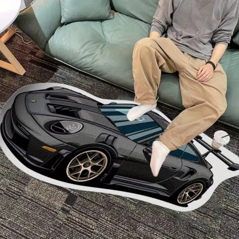 VIKAMA Moderner Autoteppich mit Auto-Design, schmutzabweisend und rutschfest für Wohnzimmer und Schlafzimmer - Bild 3