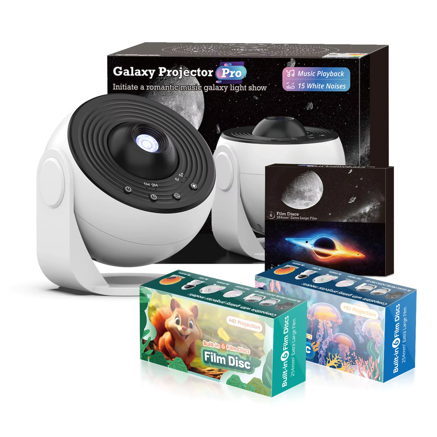 AUSYLE Galaxy Projector PRO Nachtlicht in Weiß mit 25 4K Projektionsmustern und modernem Design - Bild 7