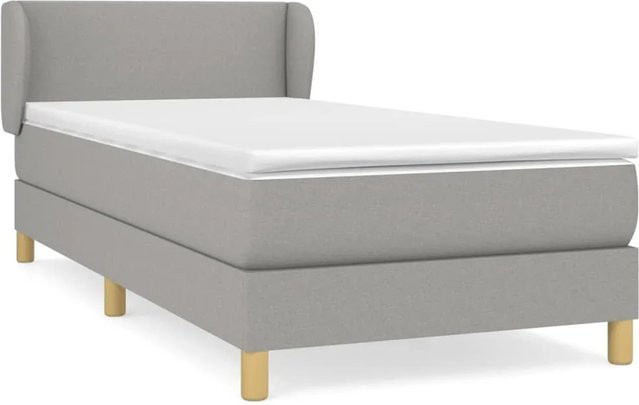 vidaXL Boxspringbett Hybrid mit Matratze und Taschenfederkern, Hellgrau, B/T/H: 90 x 190 x 40 cm - Bild 1