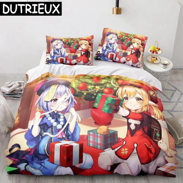 Genshin Impact 3D Anime Bettwäsche Set von Binchi Fitness, mehrfarbig, aus Mikrofaser, B/H: 135 x 200 cm - Bild 1